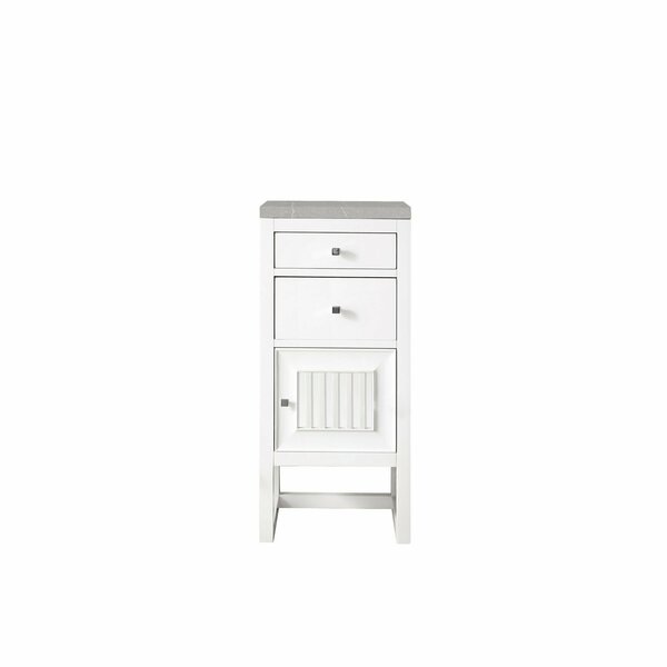 James Martin Vanities Athens 15in Base Cabinet w/ Drawers and Right Door, Glossy White w/ 3 CM Eternal Serena Top E645-B15R-GW-3ESR